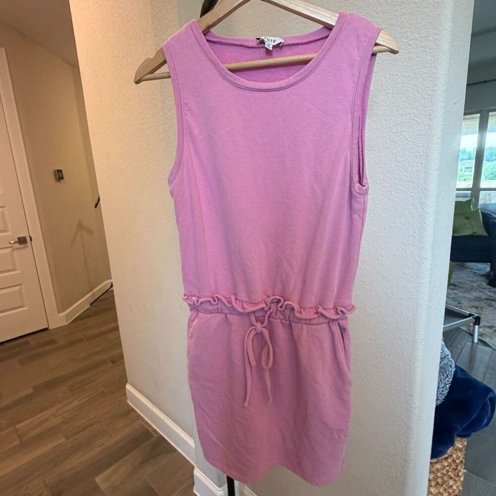 Fate Pink Sleeveless Drawstring Waist Cotton Mini Dress Small Casual Athleisure